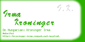 irma kroninger business card